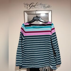 Talbots Multicolor Striped Long Sleeve Plus 1x Top